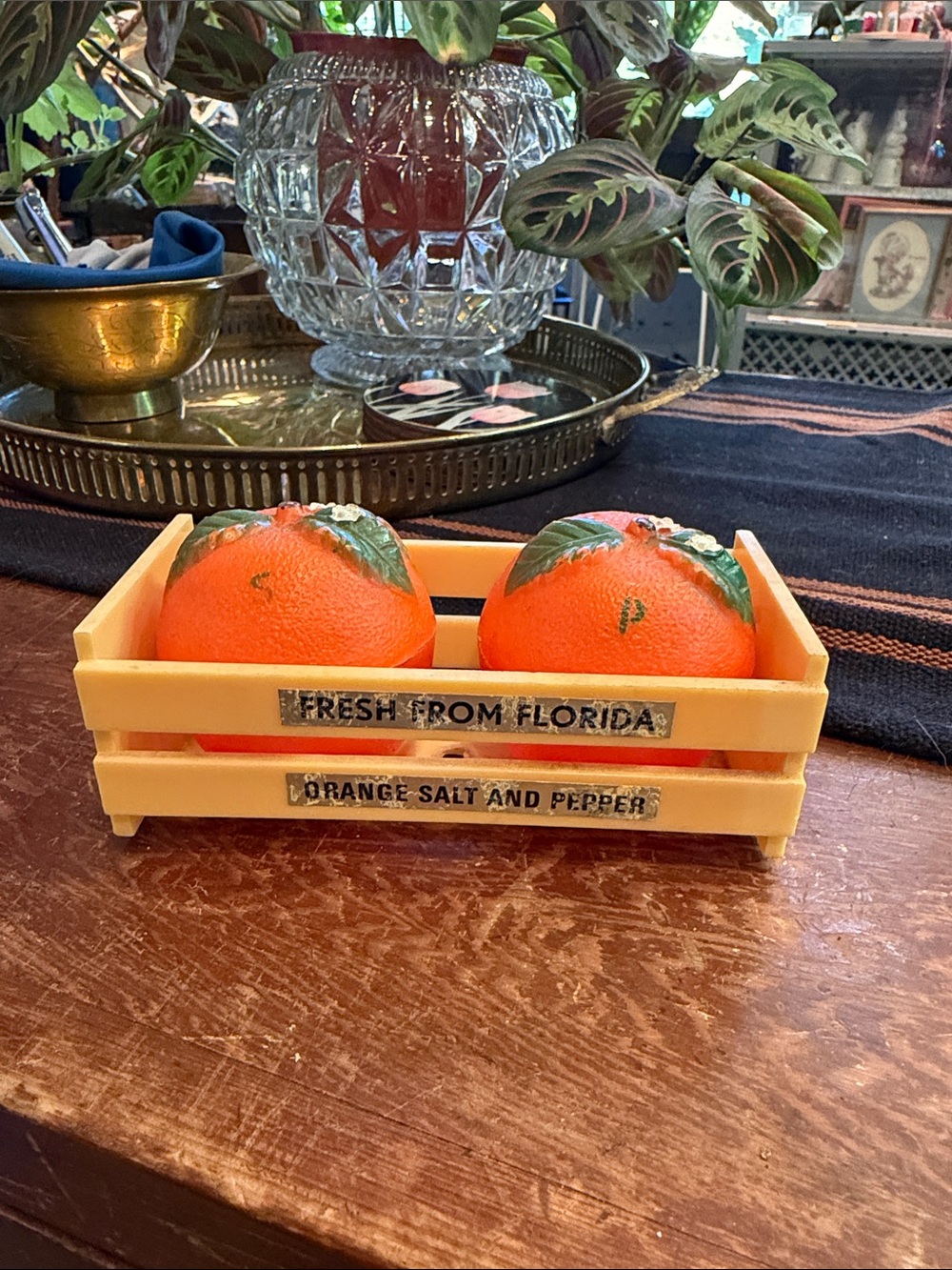 Vintage Orange plastic Salt and Pepper Shaker Set - Crate Design
